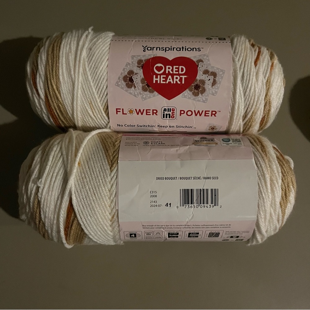 Red Heart Flower Power Yarn - Dried Bouquet (Cream & Brown)